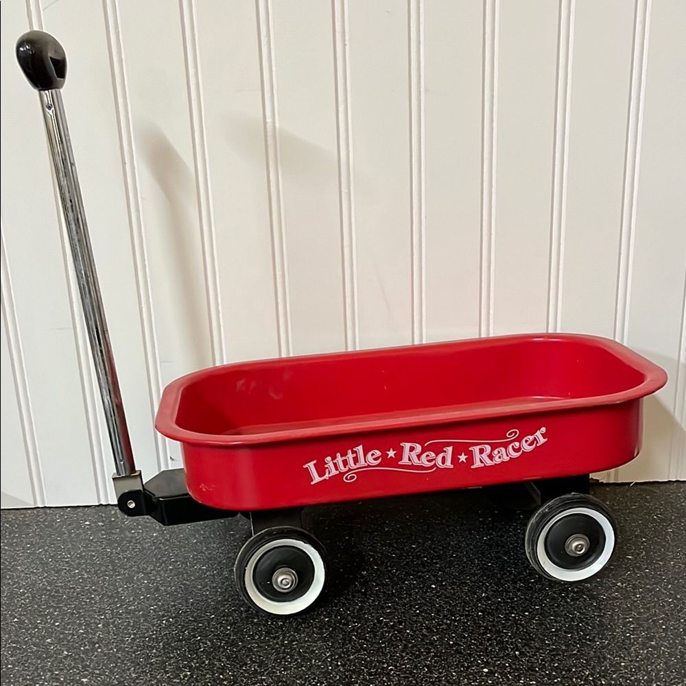 Vintage Small Little red racer wagon Kids Pull Wagon - Home Decor